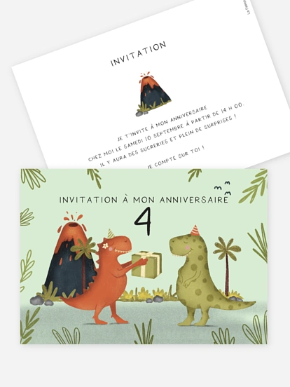 invitation anniversaire enfant Dino party