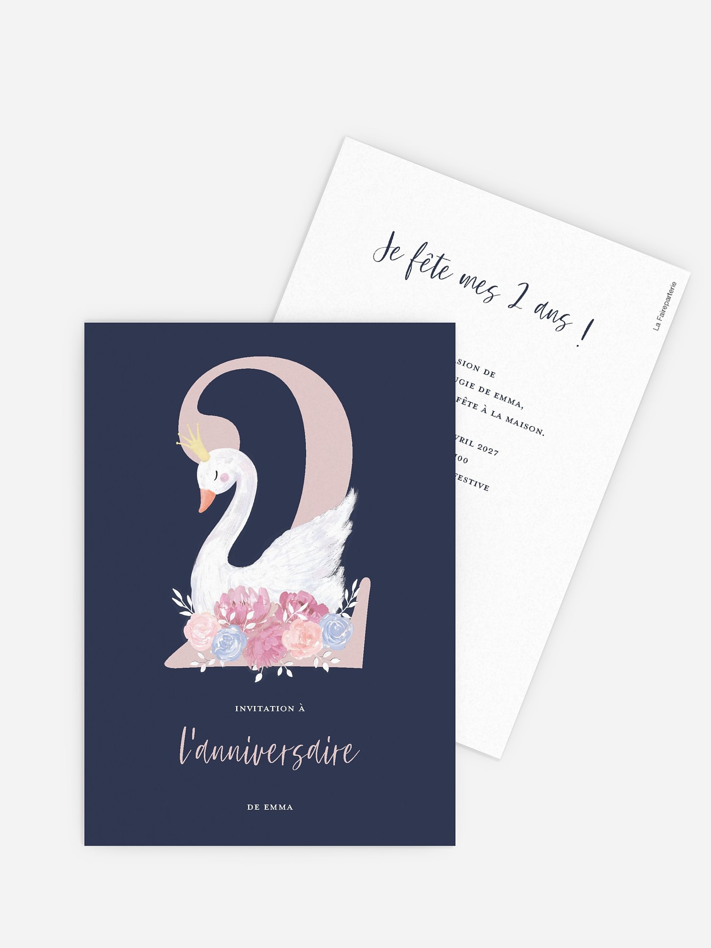 invitation anniversaire enfant Joli cygne 2