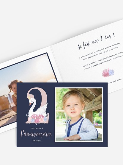 invitation anniversaire enfant Joli cygne 2
