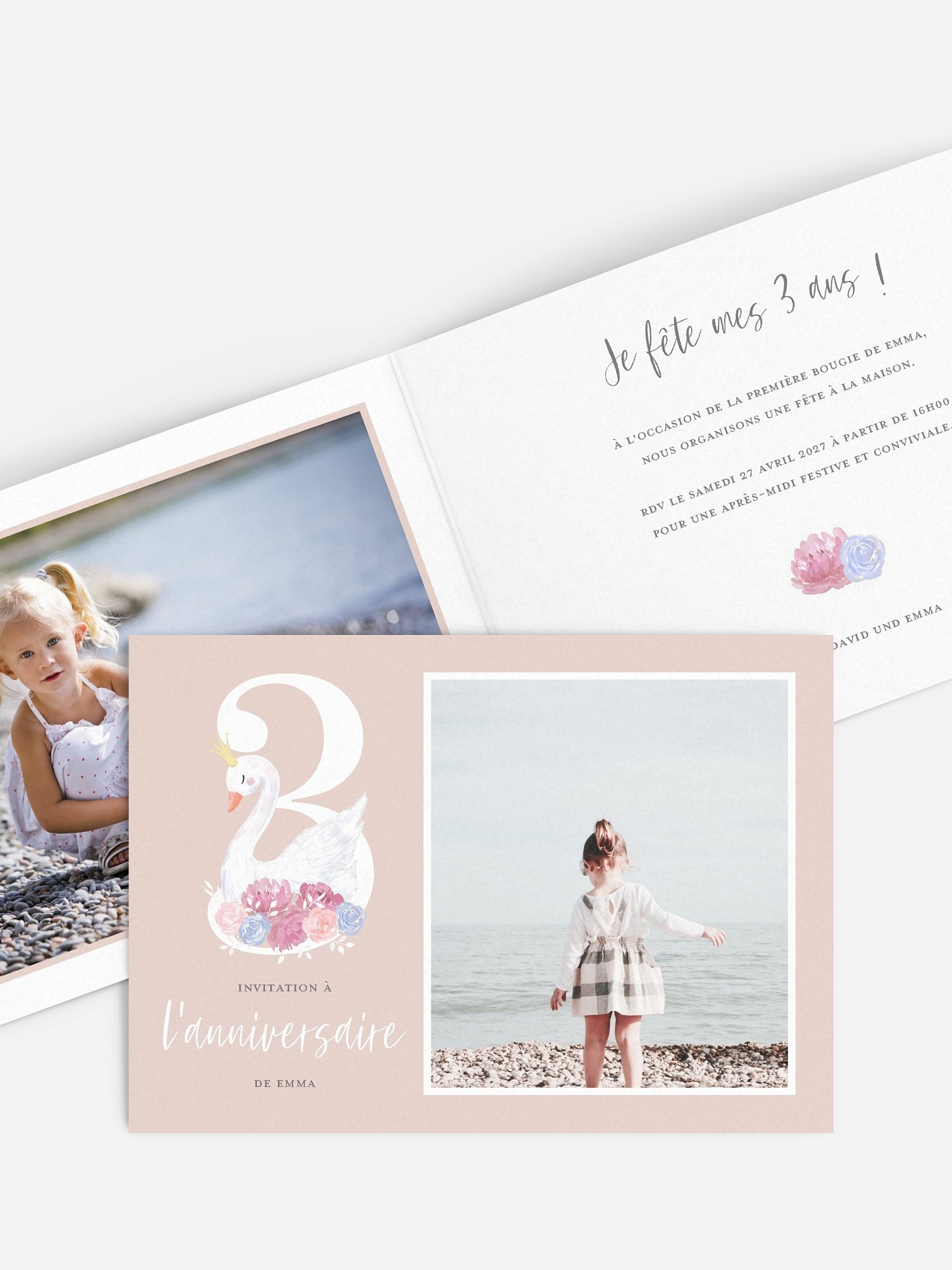invitation anniversaire enfant Joli cygne 3