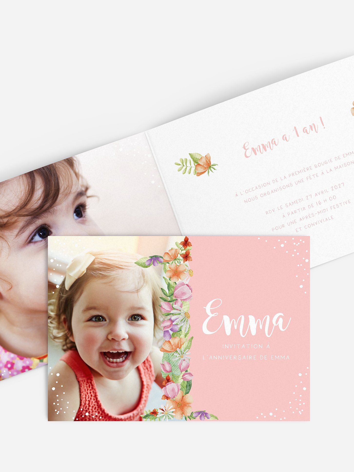 invitation anniversaire enfant Nombre en fleurs 1