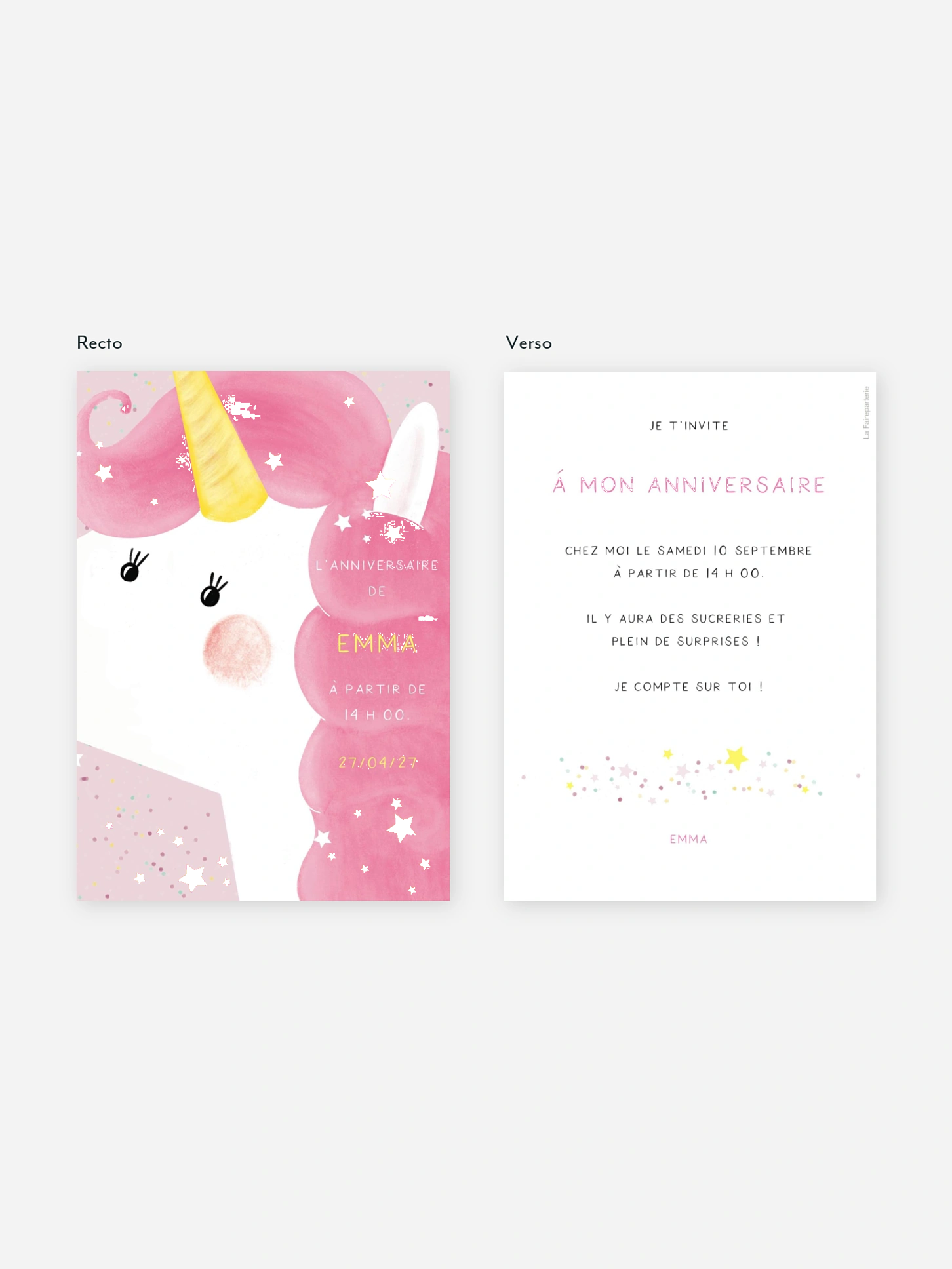 invitation anniversaire enfant Licorne magique