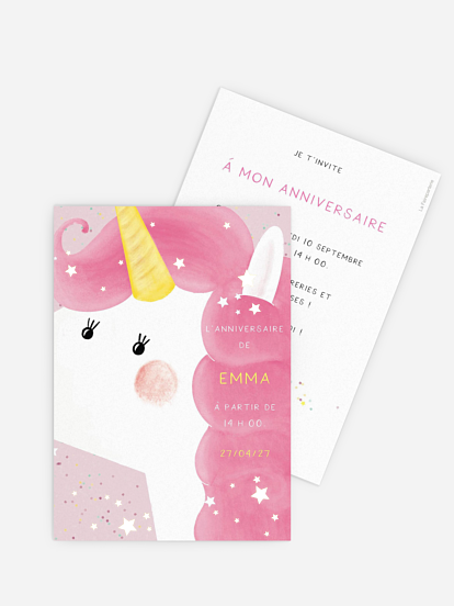 invitation anniversaire enfant Licorne magique