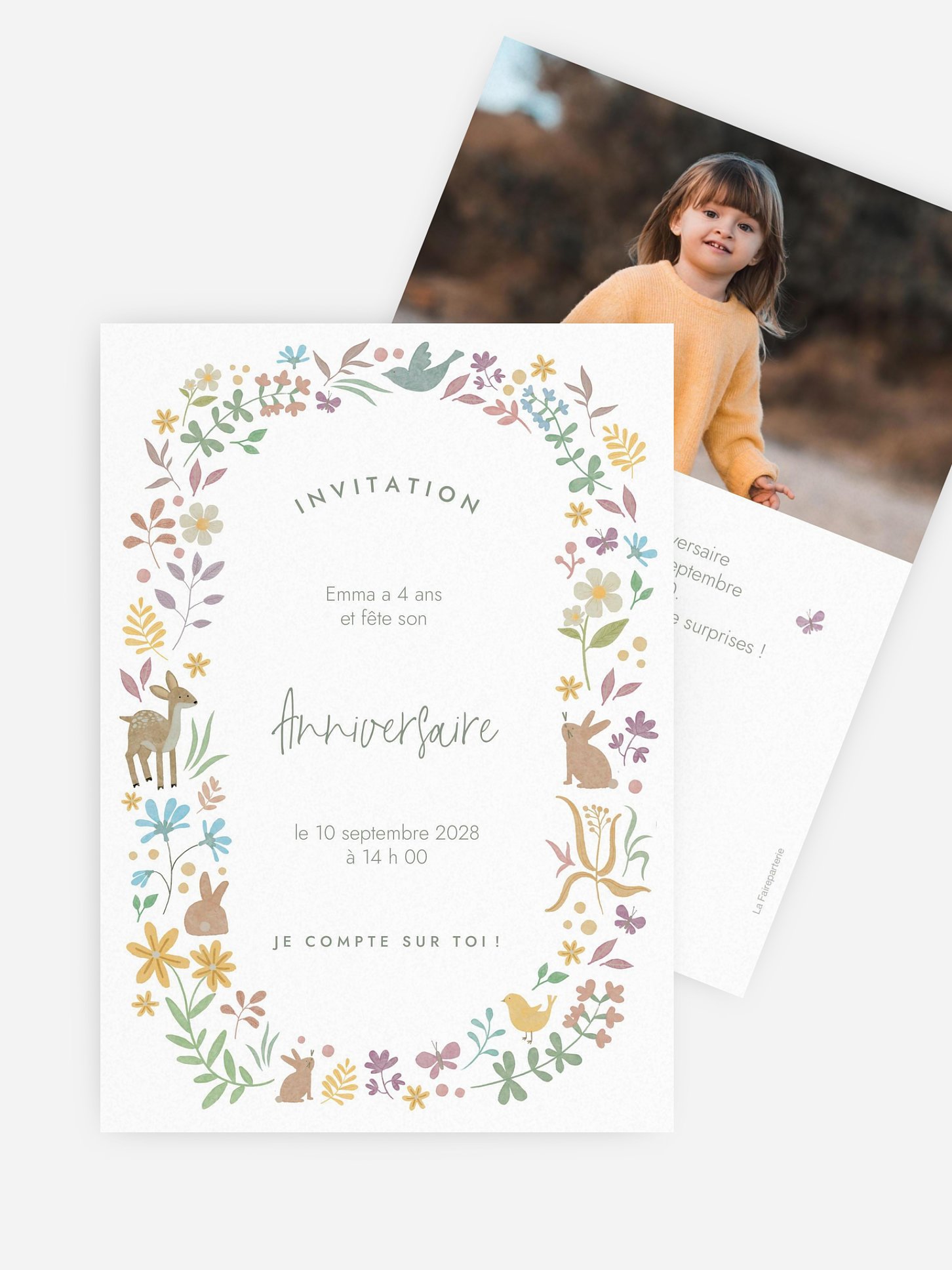 invitation anniversaire enfant Fête des fleurs