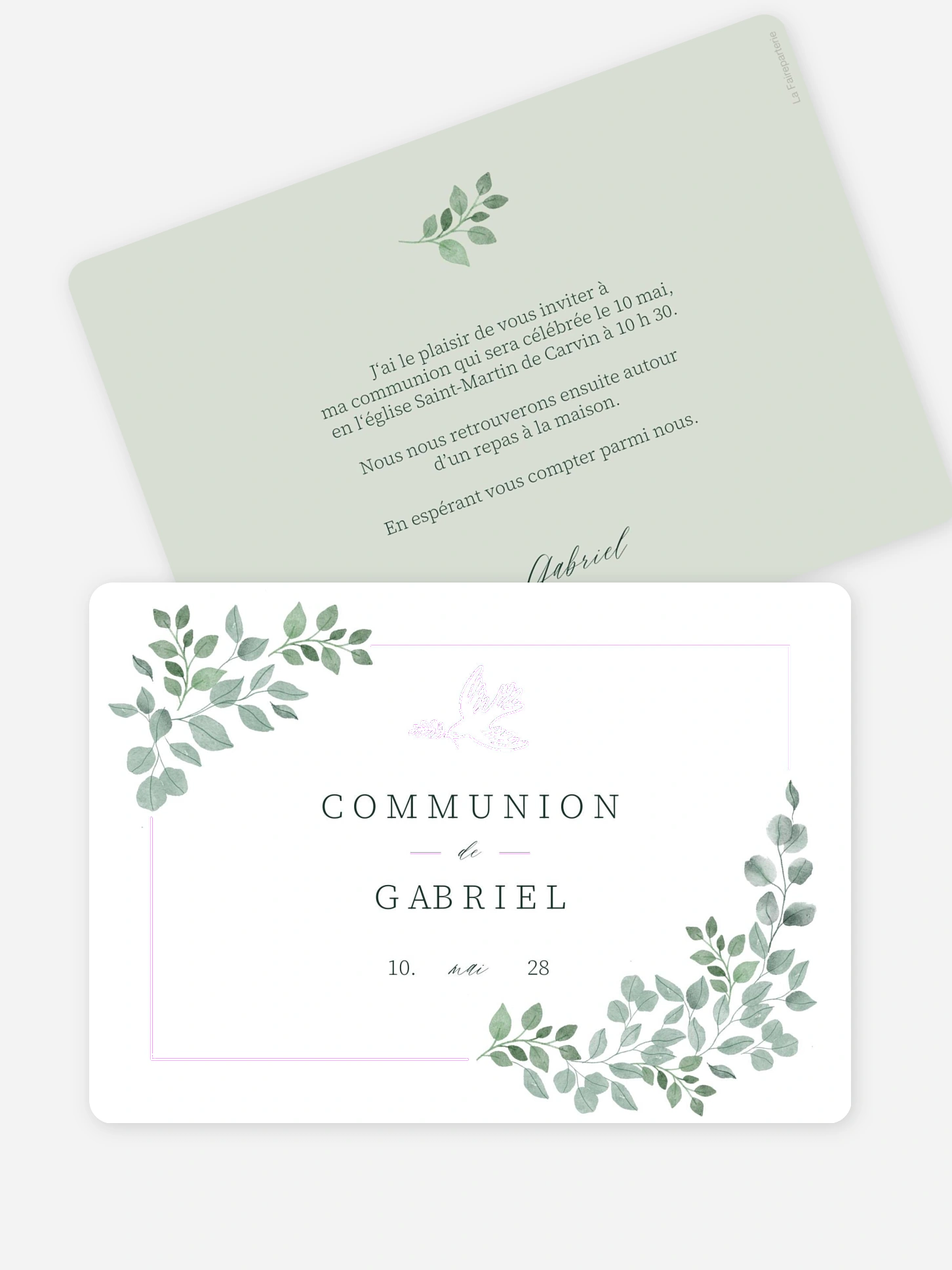 Invitation communion Greenery Dove