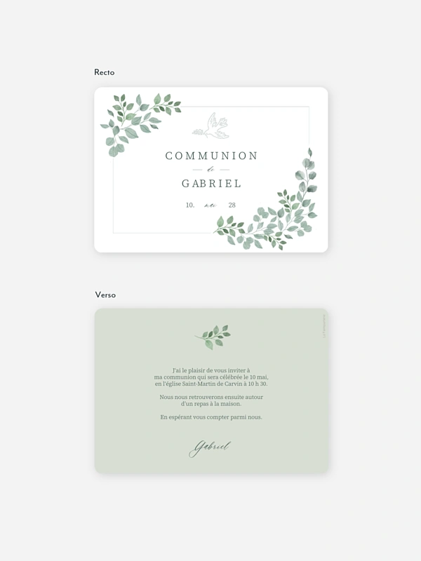 Invitation communion Greenery Dove