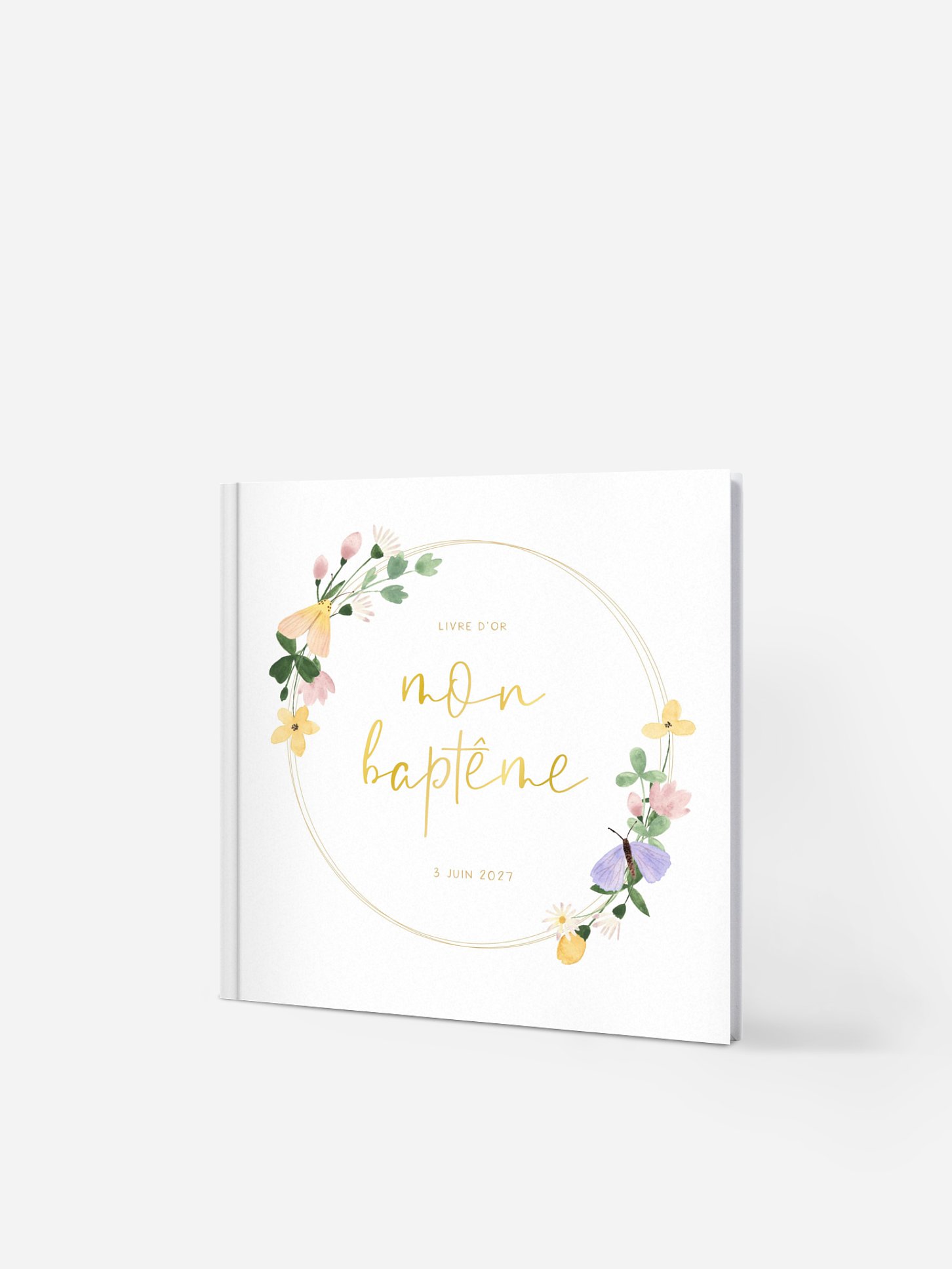 Livre d’or baptême Couronne de papillon