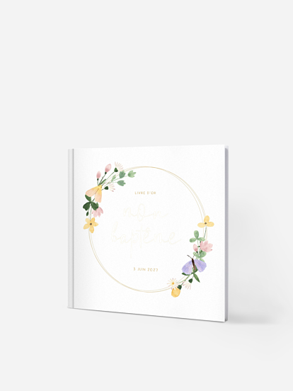 Livre d’or baptême Couronne de papillon