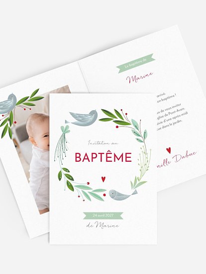 Faire-part baptême Nid d'oiseau