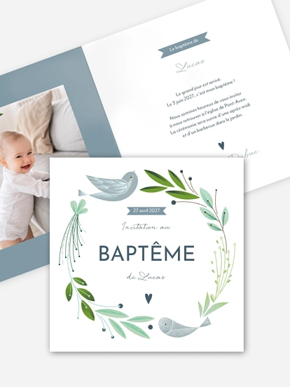 Faire-part baptême Nid d'oiseau