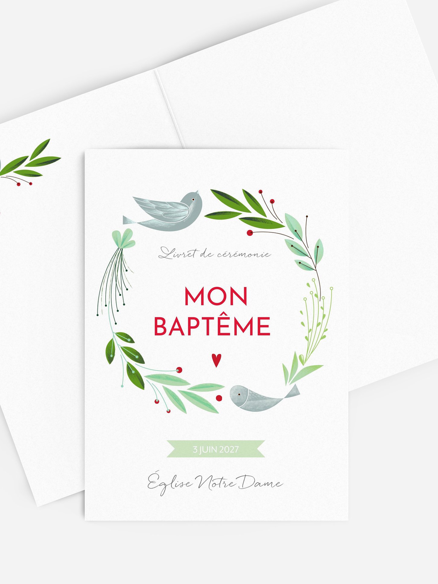 Livret de messe baptême Nid d'oiseau