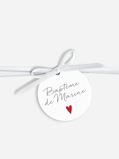 Étiquette avec ruban baptême Nid d'oiseau