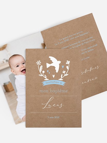 Faire-part baptême Joli messager