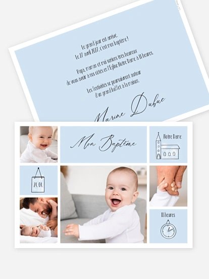 Faire-part baptême Baptême picto