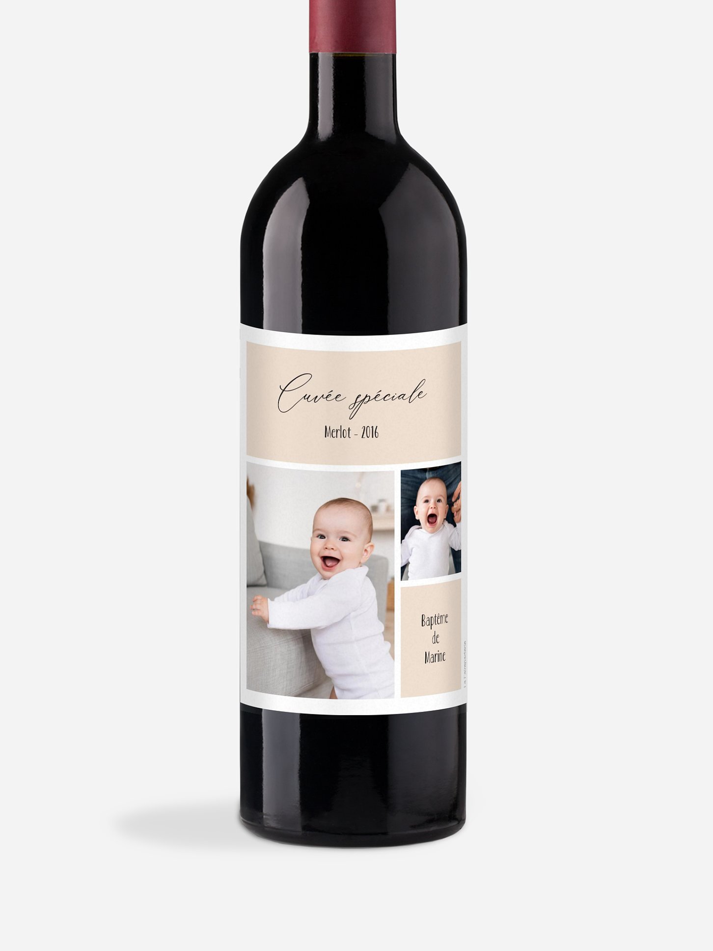 Étiquette pour bouteille Baptême picto