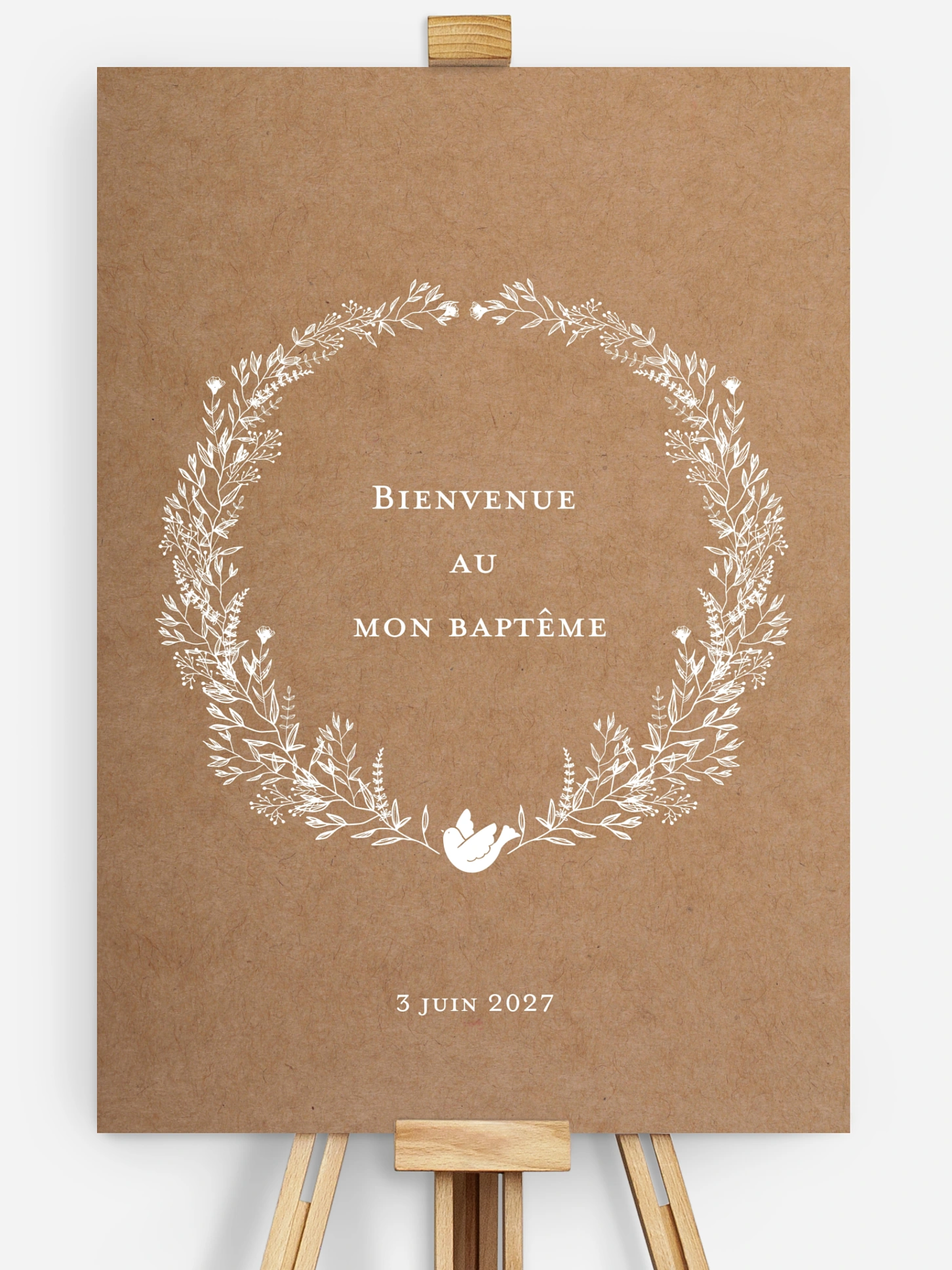 Poster bienvenue baptême Douce colombe