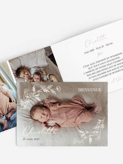 Faire-part naissance Vigne dorée