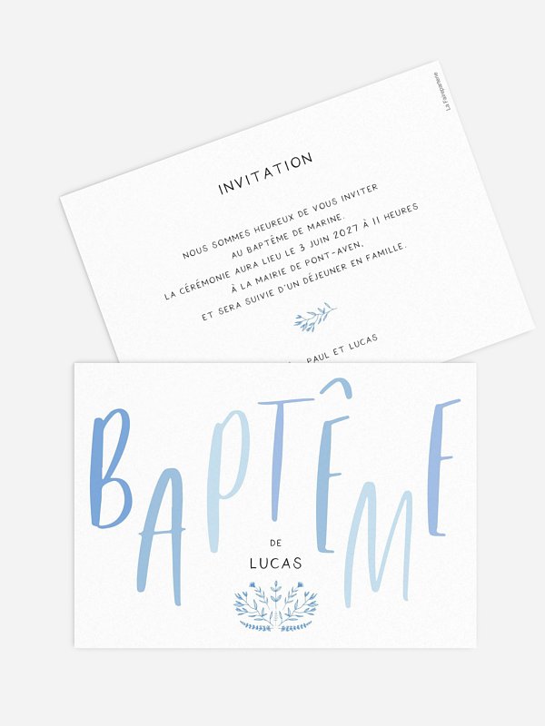Faire-part baptême Lettering Baptism