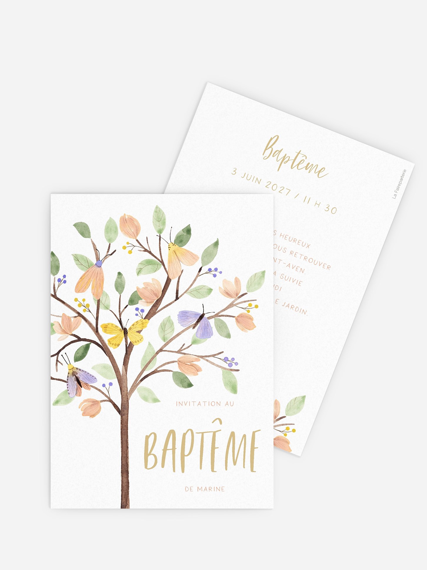 Faire-part baptême Butterfly Tree
