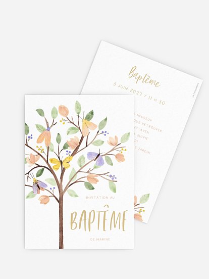 Faire-part baptême Butterfly Tree