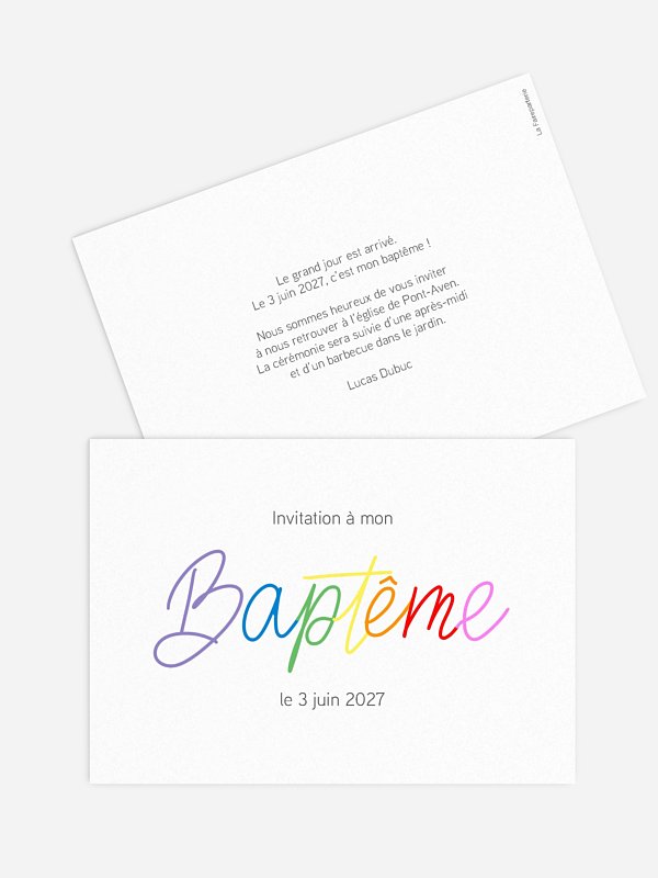 Faire-part baptême Rainbow Colors