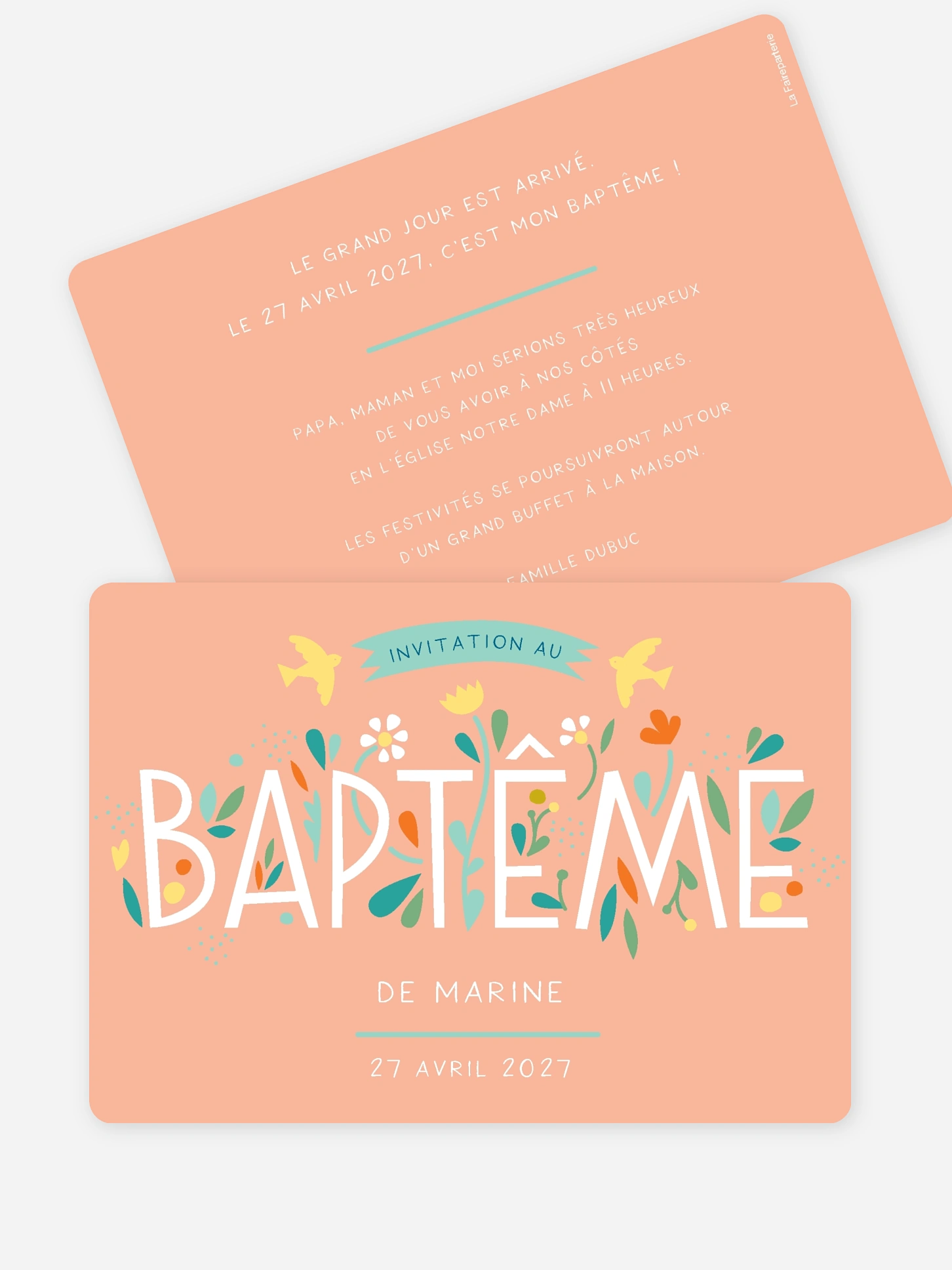 Faire-part baptême Journée colorée