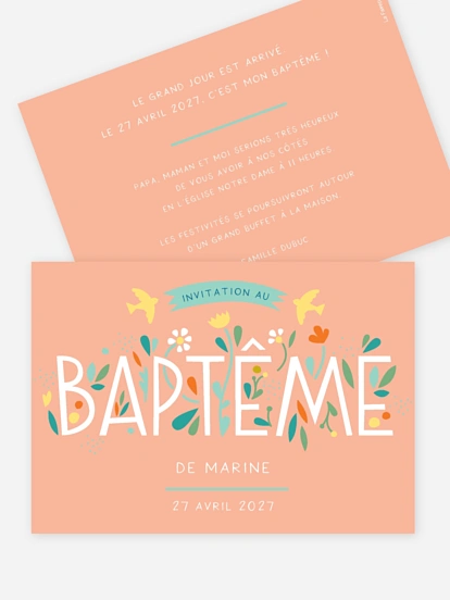 Faire-part baptême Journée colorée