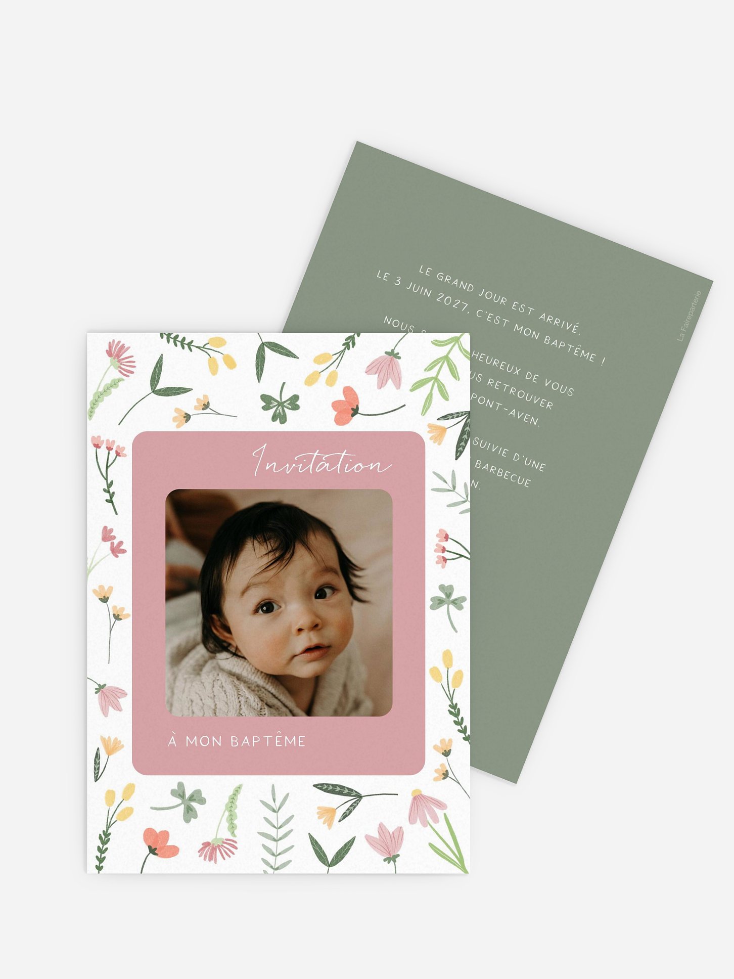 Faire-part baptême Fleurs printanières