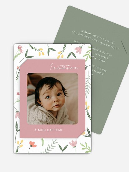 Faire-part baptême Fleurs printanières