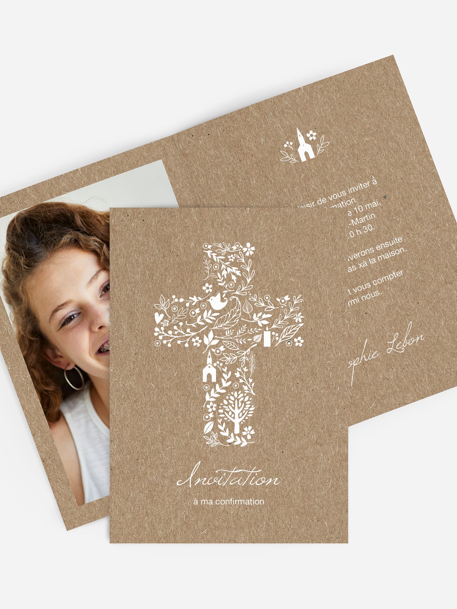 Invitation Confirmation Jolie croix champêtre