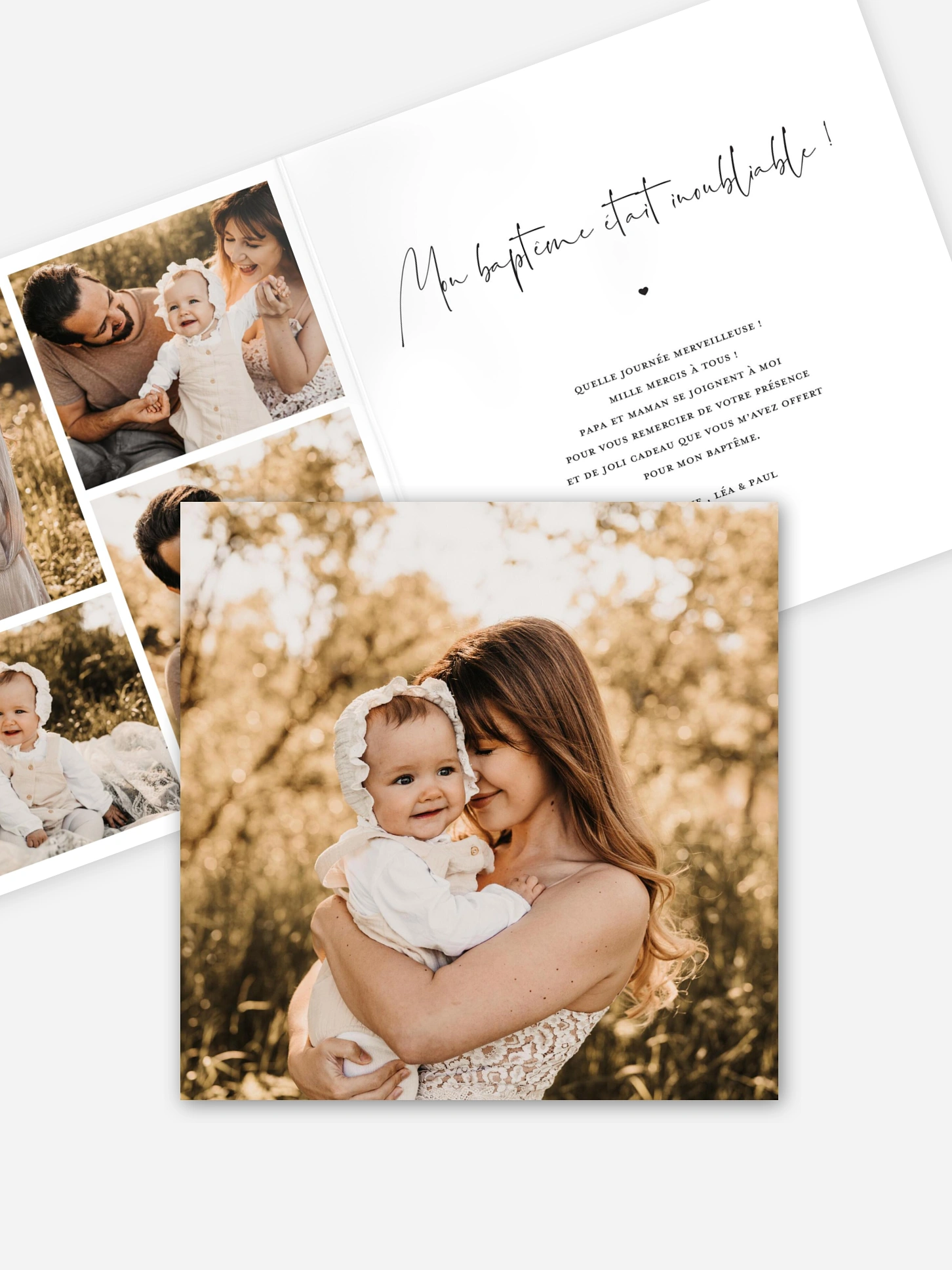 Carte remerciement baptême Enfant heureux