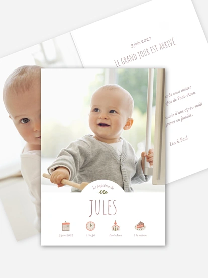 Faire-part baptême En fête