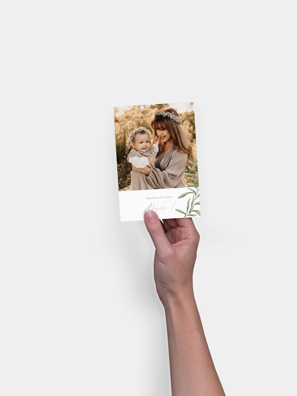 Carte remerciement baptême Picto baptême religieux