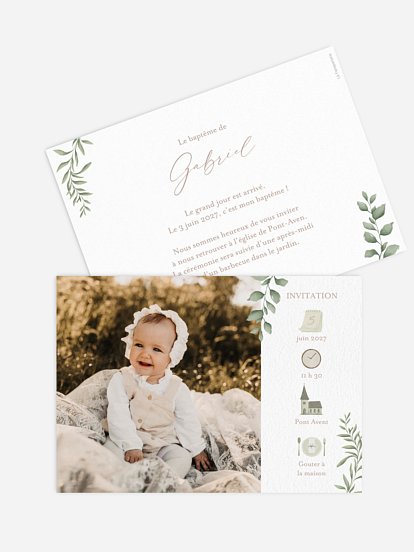 Faire-part baptême Picto baptême religieux