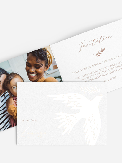 Faire-part baptême Envolée dorée