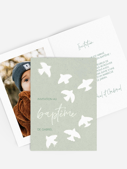 Faire-part baptême Lâcher de colombes