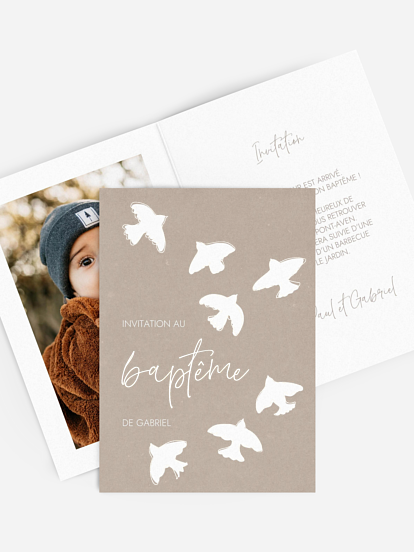 Faire-part baptême Lâcher de colombes