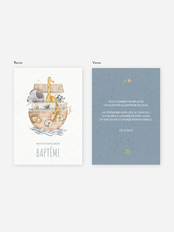 Faire-part baptême Arche de Noé II