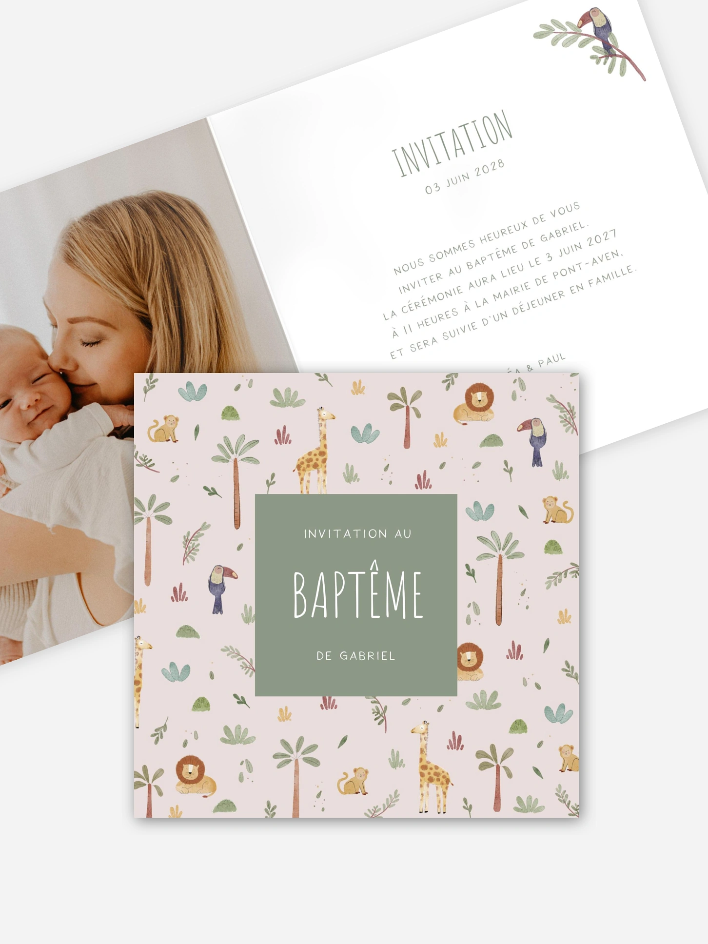 Faire-part baptême Petite jungle