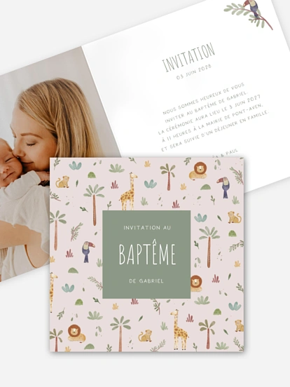 Faire-part baptême Petite jungle