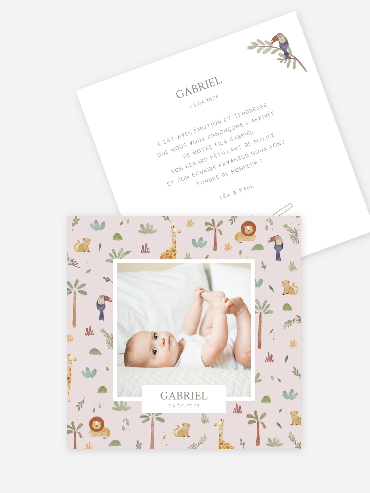 Faire-part naissance Petite jungle