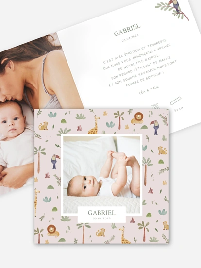 Faire-part naissance Petite jungle