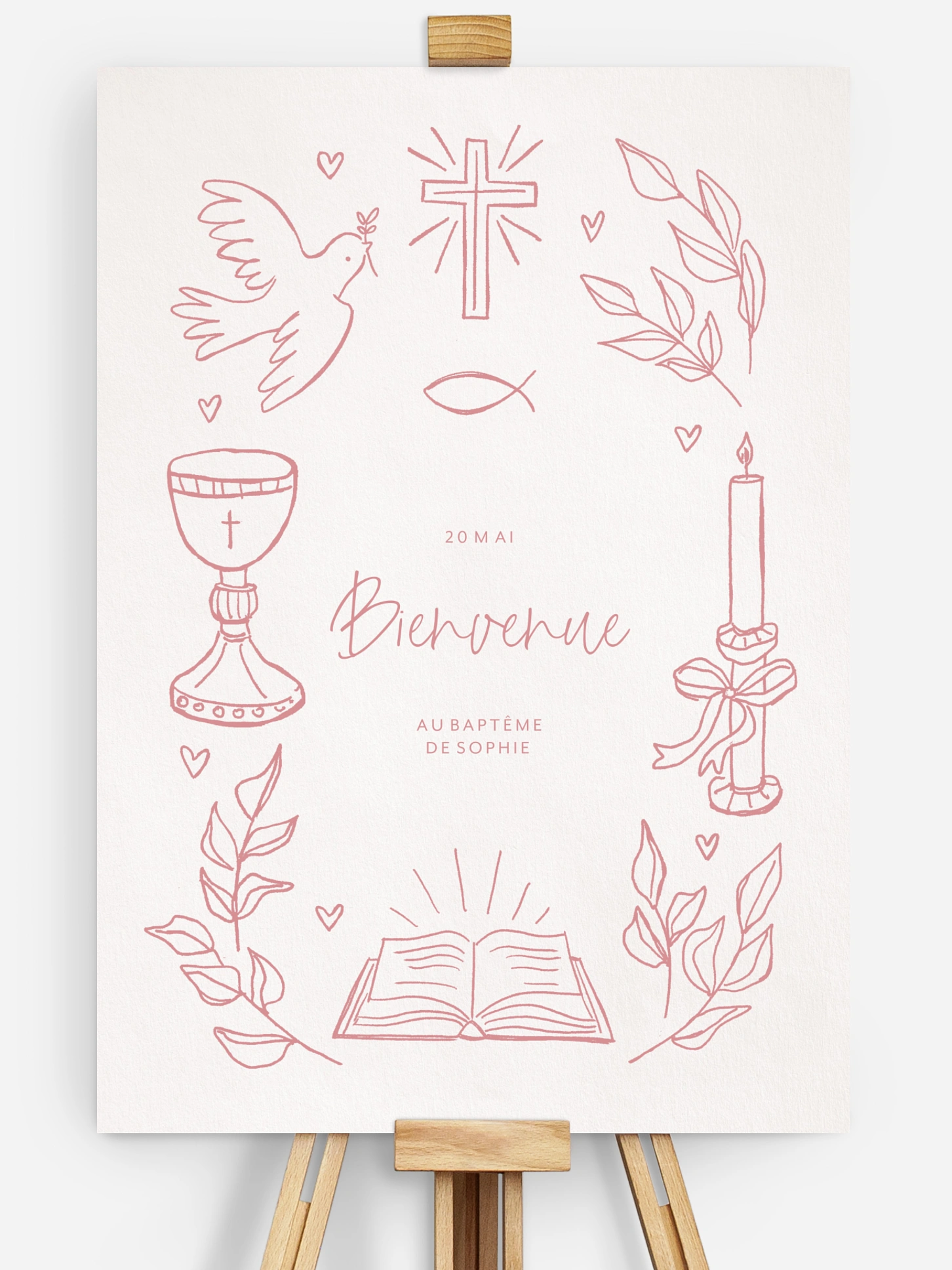 Poster bienvenue baptême Symboles célestes