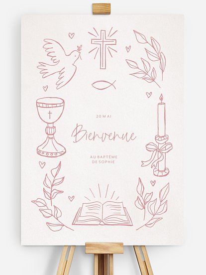 Poster bienvenue baptême Symboles célestes