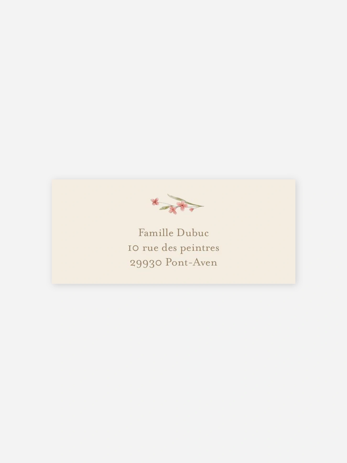 Étiquette expéditeur baptême Grâce florale
