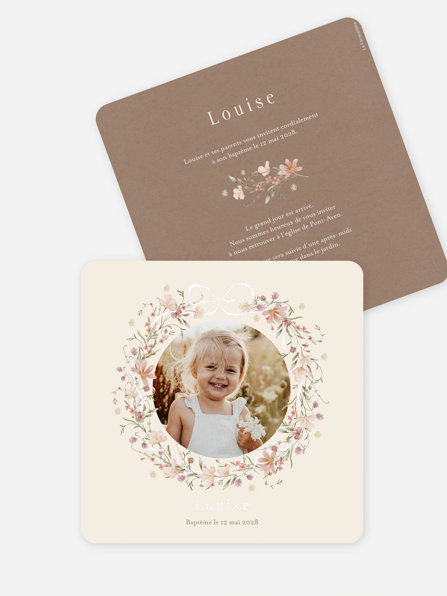Faire-part baptême Grâce florale