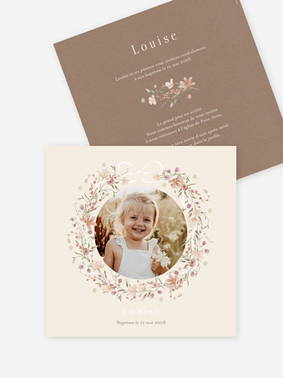Faire-part baptême Grâce florale