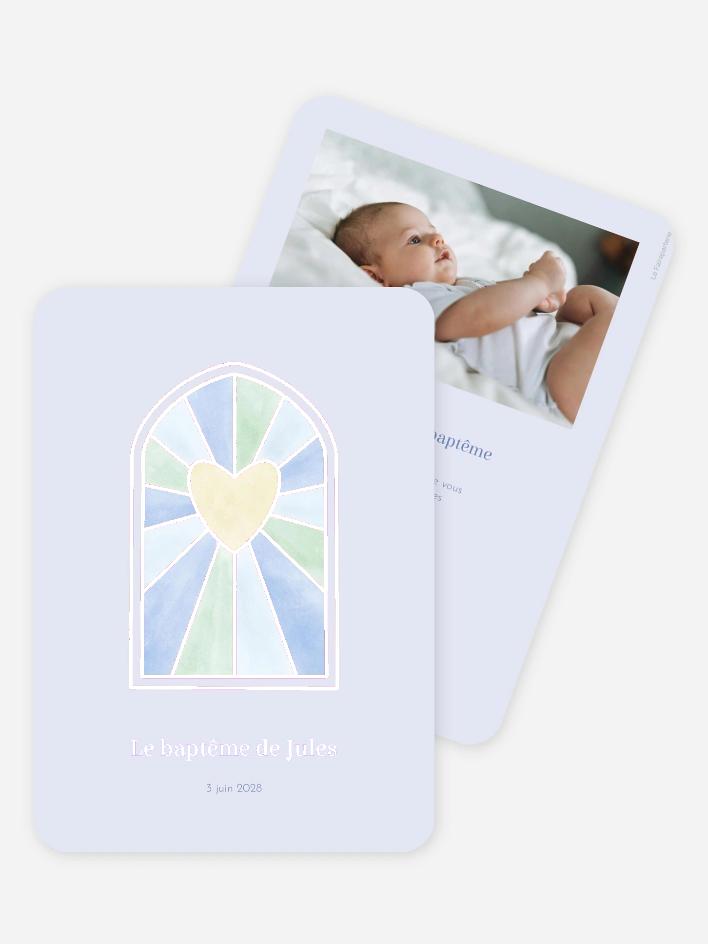Faire-part baptême Dans la lumière