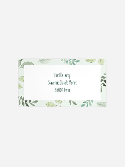 Étiquette destinataire naissance Amis de la forêt