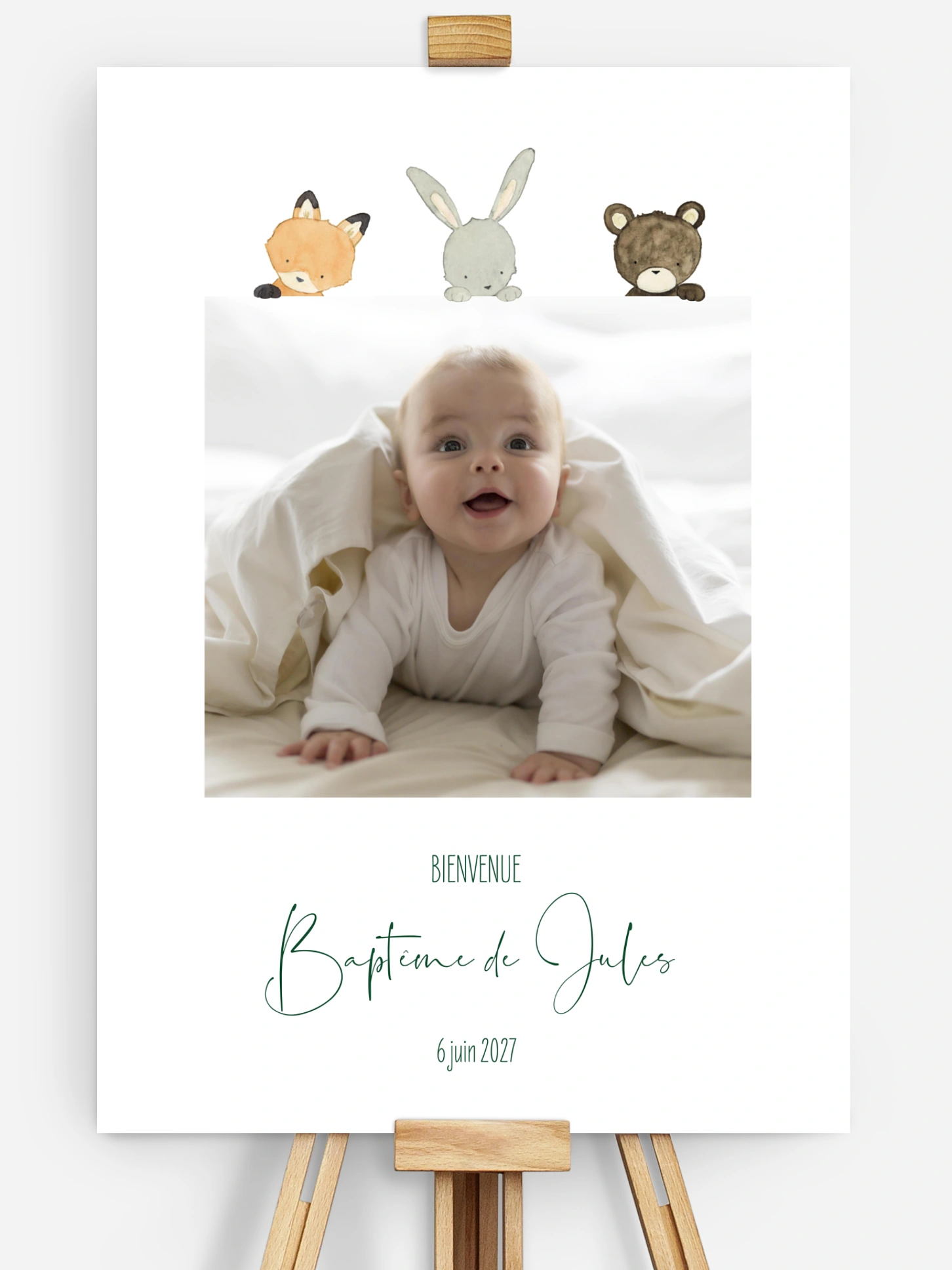Poster bienvenue baptême Amis de la forêt